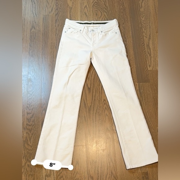 7 for All Mankind White wide jeans size 25   Y2K academia preppy casual F - Picture 10 of 12